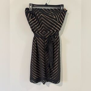 NWT White House Black Market Strapless Black and Tan Dress